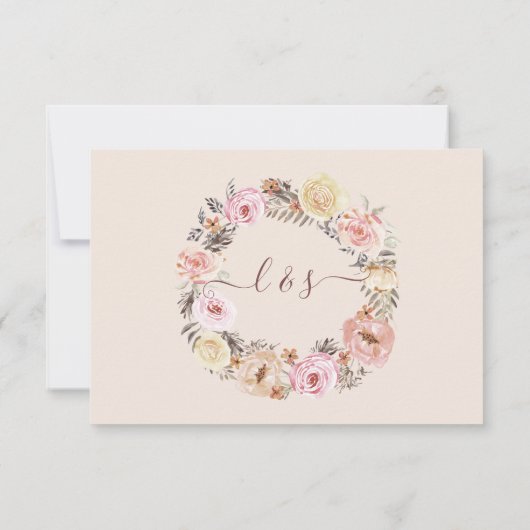 Boho Floral Pink Roses Earth Tone UAWG Response RSVP Karte (Rückseite)