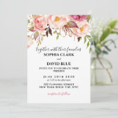 Boho Floral Pink Rustikale Rose Moderne Hochzeit Einladung (Stehend Vorderseite)