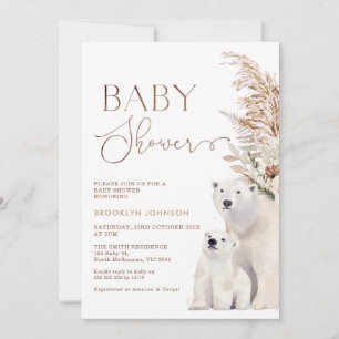 Boho Floral Polar Bear Cub Babydusche Einladung