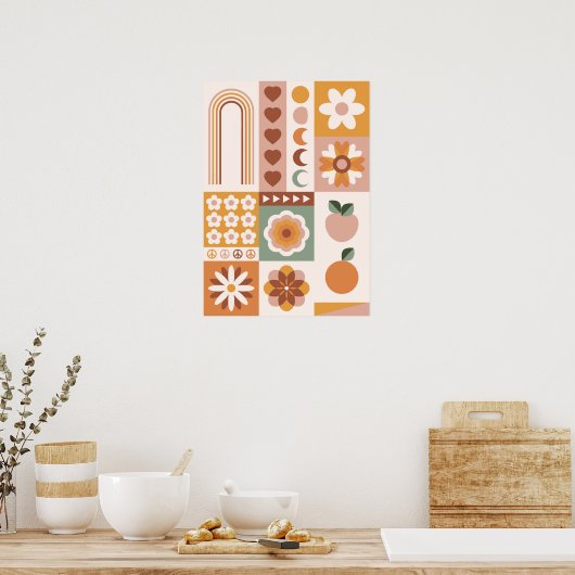 Boho Floral Poster (Küche)
