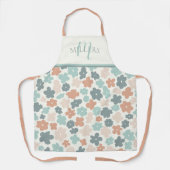 Boho Floral Print Monogram Familienname Schürze (Vorderseite)