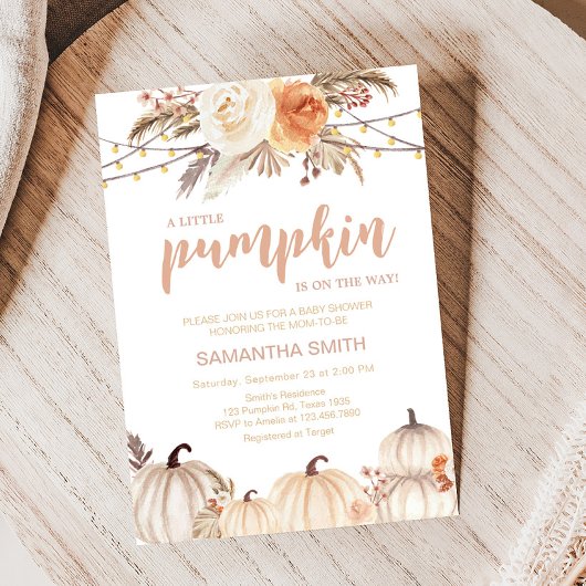 Boho Floral Pumpkin Baby Shower Einladung