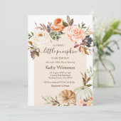 Boho Floral Pumpkin Baby Shower Einladung (Stehend Vorderseite)