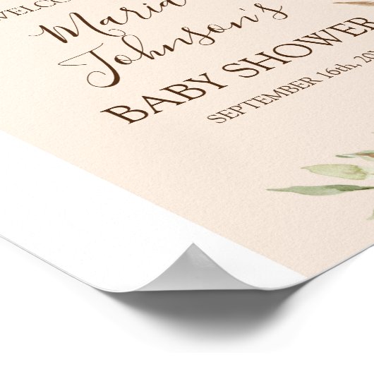 Boho Floral Pumpkin Baby Shower Girl Begrüßungszei Poster (Ecke)