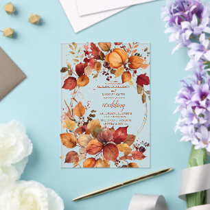 Boho Floral Pumpkin Scrip Wedding Acryleinladungen