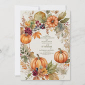 Boho Floral Pumpkin Scrip Wedding Einladung (Vorderseite)