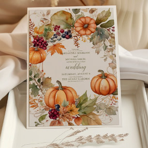 Boho Floral Pumpkin Scrip Wedding Einladung