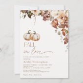 Boho Floral Pumpkins fallen in Liebe Brautparty Einladung (Vorderseite)