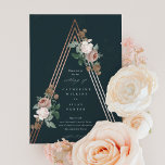 Boho Floral Pyramid Wedding Einladung<br><div class="desc">Eine romantische Hochzeitseinladung mit wunderschönen Vintagen Botanicals auf einer Rose goldenen Pyramide.</div>