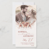 Boho Floral QR Code Foto Save The Date (Vorderseite)