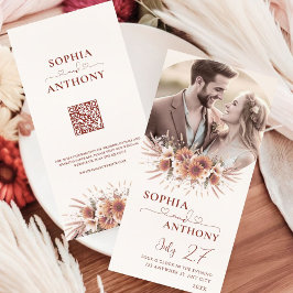 Boho Floral QR Code Foto Save The Date