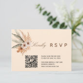 Boho Floral QR Code RSVP Karte (Stehend Vorderseite)