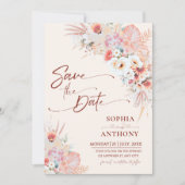 Boho Floral QR-Code Save the Date | Blush Peach (Vorderseite)