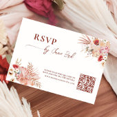 Boho Floral QR Code UAWG Wedding Card RSVP Karte