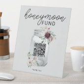 Boho Floral QR Code Wedding Honeymoon Fund Sockelschild (In Situ)