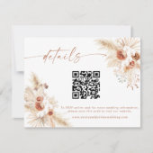 Boho Floral QR Code Wedding Website Details Karte (Vorderseite)