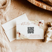 Boho Floral QR Code Wedding Website Details Karte