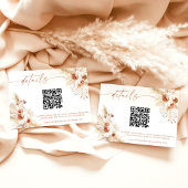 Boho Floral QR Code Wedding Website Details Karte