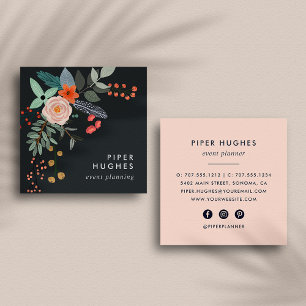 Boho Floral Quadratische Visitenkarte