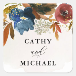 Boho Floral Quadratischer Aufkleber