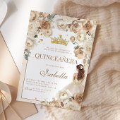 Boho Floral Quinceanera Champagne Mis Quince Anos Einladung