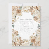 Boho Floral Quinceanera Champagne Mis Quince Anos Einladung (Rückseite)