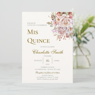 Boho Floral Quinceanera Einladung