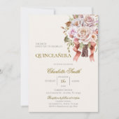 Boho Floral Quinceanera Einladung (Vorderseite)