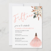 Boho Floral Quinceañera Einladung (Vorderseite)