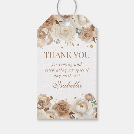 Boho Floral Quinceanera Vielen Dank Geschenkanhänger (Vorderseite)