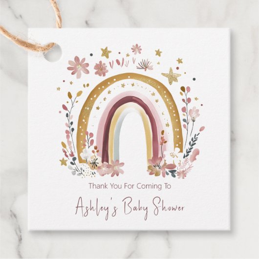 Boho Floral Rainbow Baby Dusche Vielen Dank Geschenkanhänger (Vorderseite)