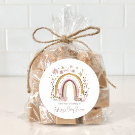Boho Floral Rainbow Baby Dusche Vielen Dank Runder Aufkleber