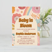 Boho Floral Rainbow Baby in Bloom Baby Shower    Einladung (Stehend Vorderseite)