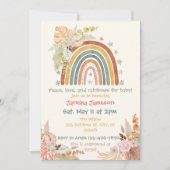 Boho Floral Rainbow Baby Shower Einladung (Vorderseite)