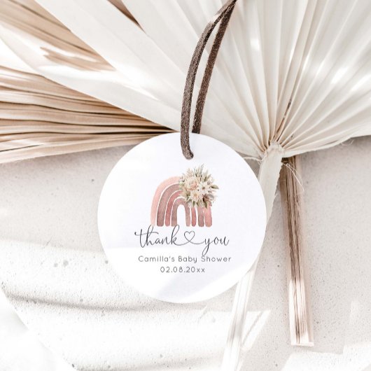 Boho Floral Rainbow Baby Shower Geschenkanhänger