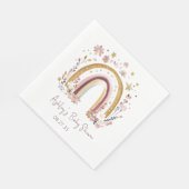 Boho Floral Rainbow Baby Shower Luncheon Serviette (Ecke)