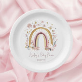 Boho Floral Rainbow Baby Shower Pappteller