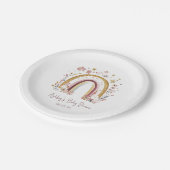 Boho Floral Rainbow Baby Shower Pappteller (Schrägansicht)