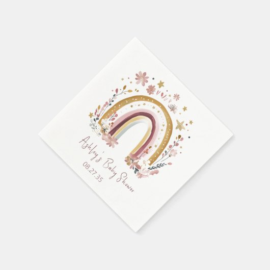 Boho Floral Rainbow Baby Showtail Serviette (Ecke)