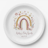 Boho Floral Rainbow Baby Sprinkle Pappteller (Vorderseite)