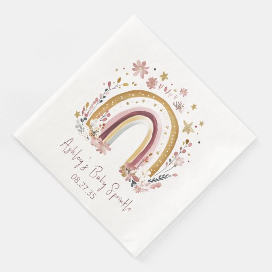 Boho Floral Rainbow Baby Sprinkle Serviette (Ecke)