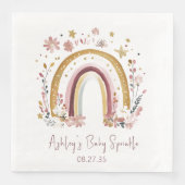 Boho Floral Rainbow Baby Sprinkle Serviette (Vorderseite)