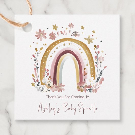 Boho Floral Rainbow Baby Sprinkle Vielen Dank Geschenkanhänger (Vorderseite)