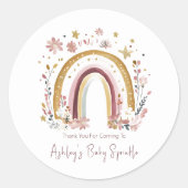 Boho Floral Rainbow Baby Sprinkle Vielen Dank Runder Aufkleber (Vorderseite)