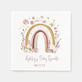 Boho Floral Rainbow Baby Sprinktail Cocktail Serviette (Vorderseite)