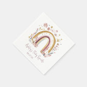 Boho Floral Rainbow Baby Sprinktail Cocktail Serviette (Ecke)
