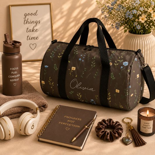 Boho Floral Rainbow Duffle Bag