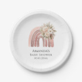 Boho Floral Rainbow Girl Baby Shower Pappteller (Vorderseite)