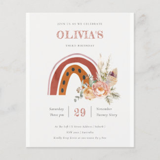 Boho Floral Rainbow Jegliches Alter Geburtstag Ein Flyer