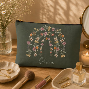 Boho Floral Rainbow Zubehörtasche